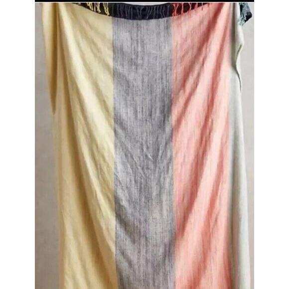 Anthropologie Lightweight Colorblock Fringed Throw Blanket 60 x 70 NWT - Picture 1 of 4
